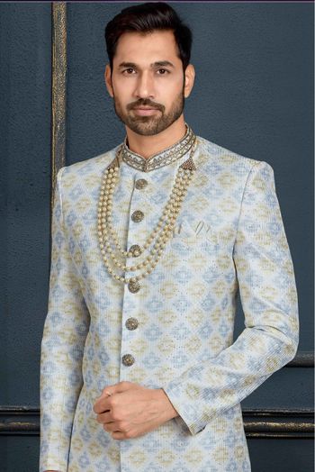 Banarasi Jacquard Sherwani In Multicolour-SH4120586