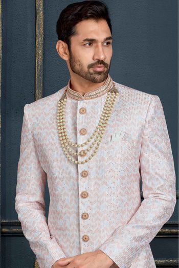 Banarasi Jacquard Sherwani In Multicolour-SH4120589