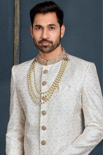 Banarasi Jacquard Sherwani In Multicolour-SH4120591