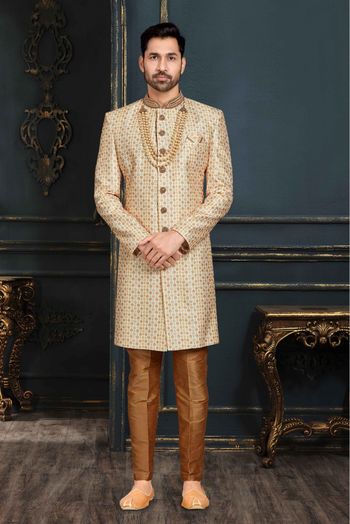 Banarasi Jacquard Sherwani In Multicolour-SH4120594