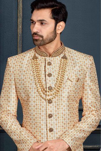 Banarasi Jacquard Sherwani In Multicolour-SH4120594