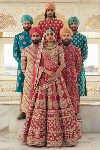 Burgundy Badla Work Net Bridal Lehenga Choli