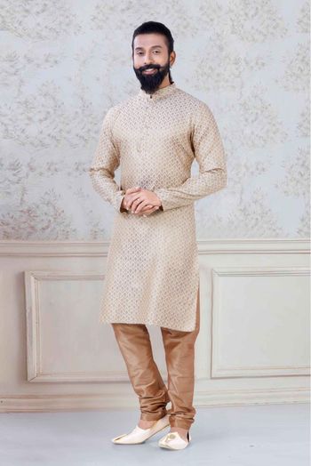 Brocade  Festival Wear Kurta Pajama In Gold Colour - KP5600038