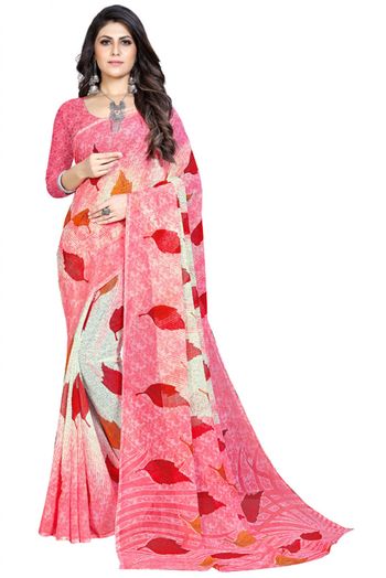 Chiffon Printed Saree In Pink Colour - SR4840313