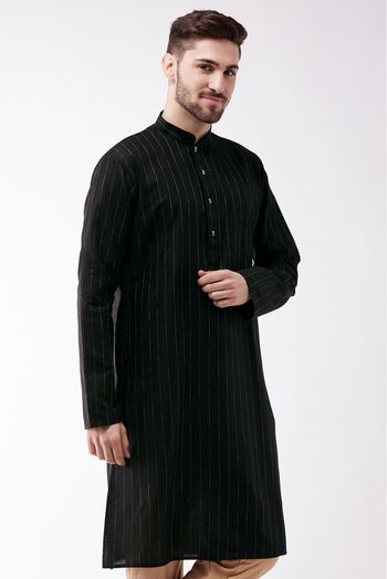 Cotton Blend Festival Wear Only Kurta In Black Colour - KP4352381