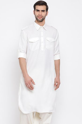 Cotton Blend Festival Wear Only Kurta In Cream Colour - KP4351989