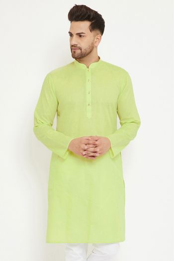 Cotton Blend Festival Wear Only Kurta In Green Colour - KP4352325