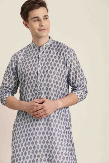 Cotton Blend Festival Wear Only Kurta In Grey Colour - KP4352425