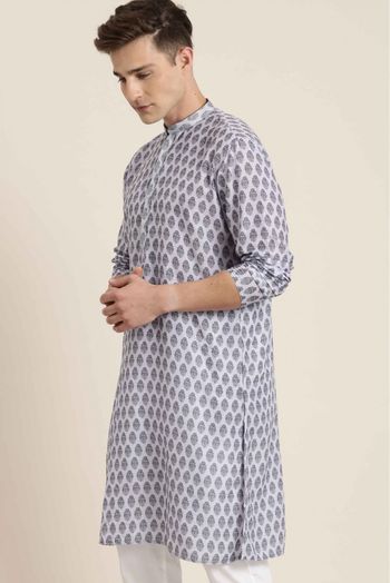 Cotton Blend Festival Wear Only Kurta In Grey Colour - KP4352425