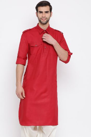 Cotton Blend Festival Wear Only Kurta In Maroon Colour - KP4351990