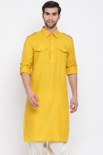 Cotton Blend Festival Wear Only Kurta In Mustard Colour - KP4351988