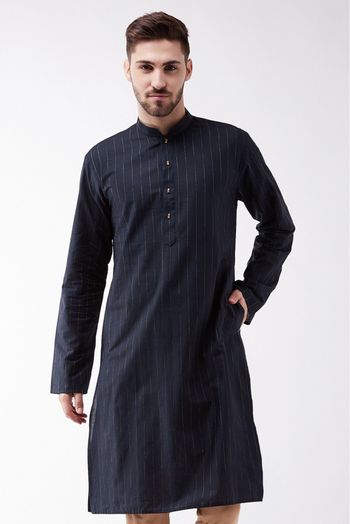 Cotton Blend Festival Wear Only Kurta In Navy Blue Colour - KP4352382