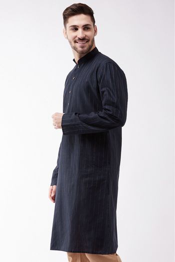 Cotton Blend Festival Wear Only Kurta In Navy Blue Colour - KP4352382