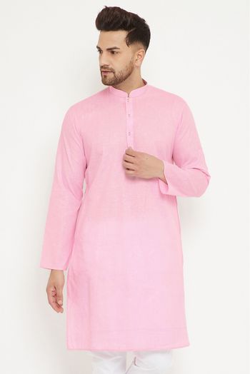 Cotton Blend Festival Wear Only Kurta In Pink Colour - KP4352326