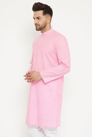 Cotton Blend Festival Wear Only Kurta In Pink Colour - KP4352326