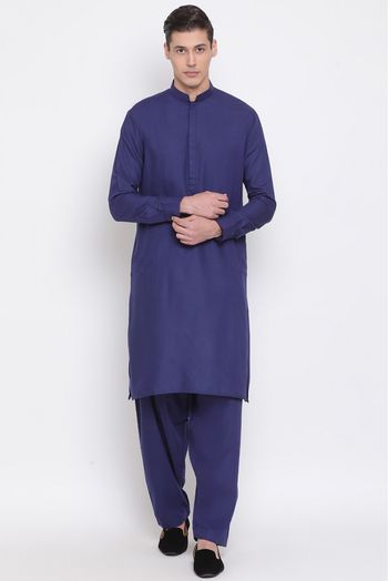 Cotton Blend Festival Wear Pathani In Blue Colour - KP4352008