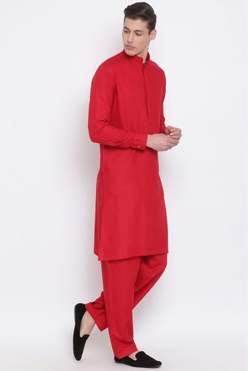 Cotton Blend Festival Wear Pathani In Maroon Colour - KP4352006