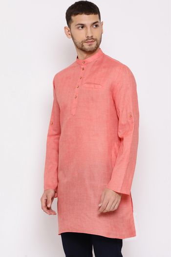 Cotton Blend Festival Wear Short Kurta In Pink Colour - KP4352015