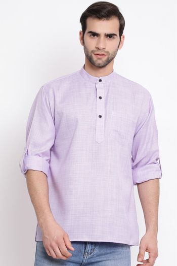 Cotton Blend Festival Wear Short Kurta In Purple Colour - KP4352024