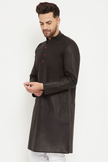 Cotton Festival Wear Only Kurta In Black Colour - KP4352345