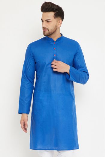 Cotton Festival Wear Only Kurta In Blue Colour - KP4352346