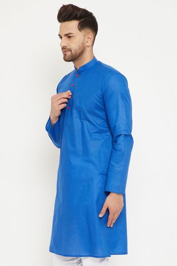 Cotton Festival Wear Only Kurta In Blue Colour - KP4352346