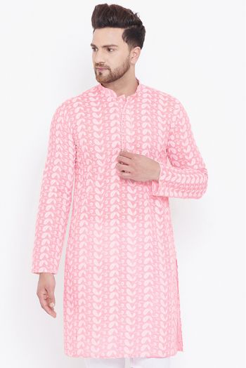 Cotton Festival Wear Only Kurta In Pink Colour - KP4352262