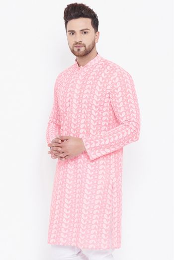 Cotton Festival Wear Only Kurta In Pink Colour - KP4352262