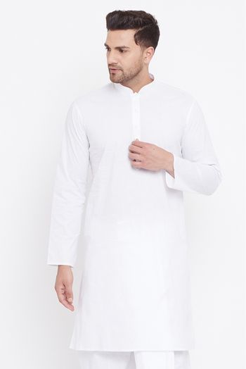 Cotton Festival Wear Only Kurta In White Colour - KP4352253