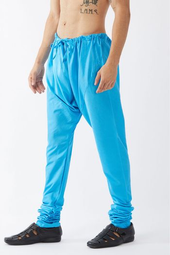 Cotton Silk Blend Festival Wear Pajama In Sky Blue Colour - BM4351955