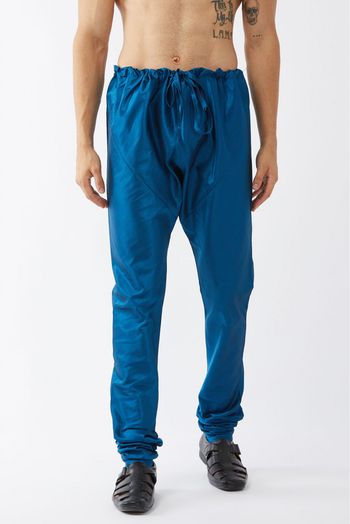 Cotton Silk Blend Festival Wear Pajama In Teal Colour - BM4351960