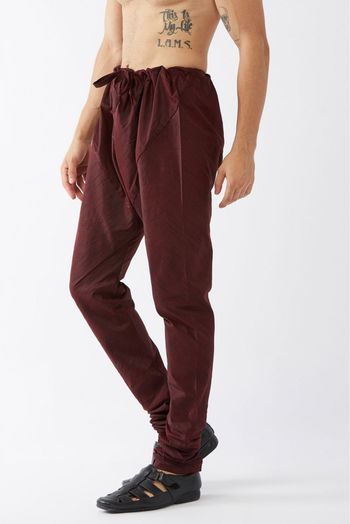 Cotton Silk Blend Festival Wear Pajama In Wine Colour - BM4351961