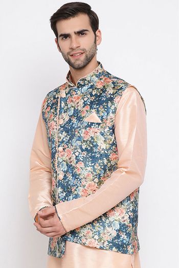 Cotton Silk Festival Wear Nehru Jacket In Multicolour - JK4352124