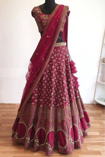 Faux Georgette   Embroidery Lehenga Choli In Pink Colour - LD5590014