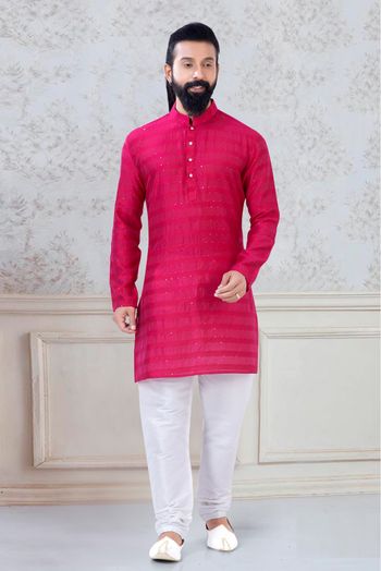 Georgette Festival Wear Kurta Pajama In Rani Pink Colour - KP5600013