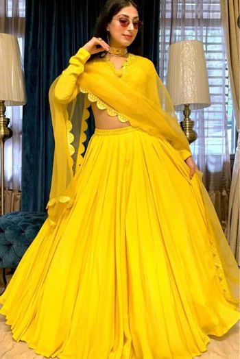 Embroidered Yellow Lehenga with Elegant White Blouse - Traditional Indian  Ethnic Wear