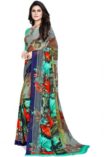 Georgette Printed Saree In Multicolour - SR4840276