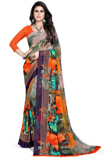 Georgette Printed Saree In Multicolour - SR4840279