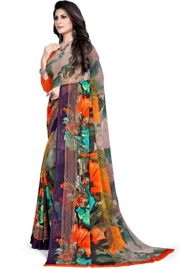 Georgette Printed Saree In Multicolour - SR4840279