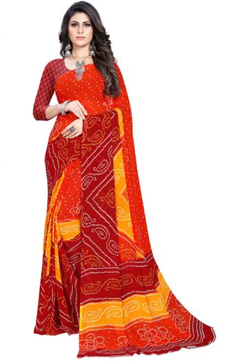 Georgette Printed Saree In Multicolour - SR4840284