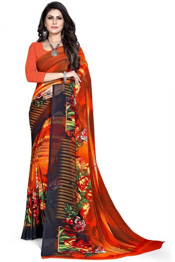 Georgette Printed Saree In Multicolour - SR4840291