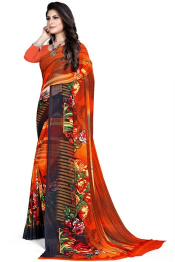 Georgette Printed Saree In Multicolour - SR4840291