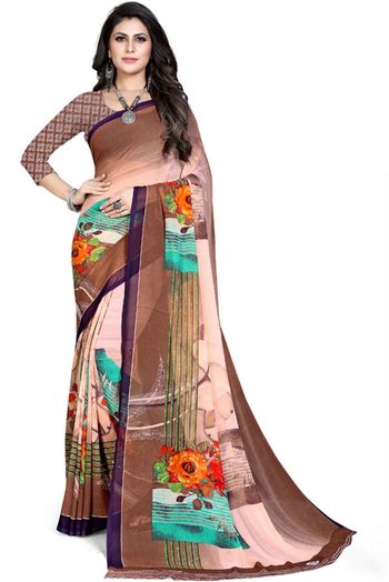 Georgette Printed Saree In Multicolour - SR4840294