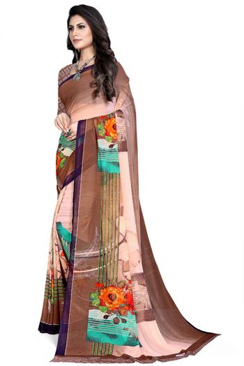 Georgette Printed Saree In Multicolour - SR4840294