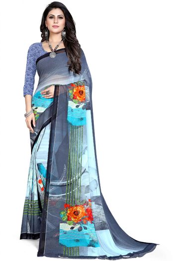 Georgette Printed Saree In Multicolour - SR4840295