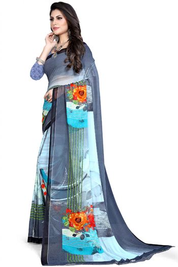 Georgette Printed Saree In Multicolour - SR4840295