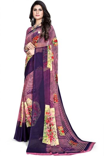 Georgette Printed Saree In Multicolour - SR4840299