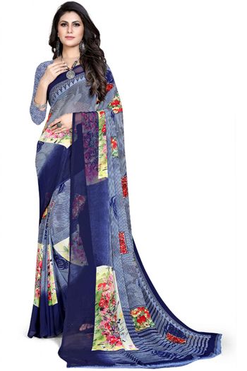 Georgette Printed Saree In Multicolour - SR4840301