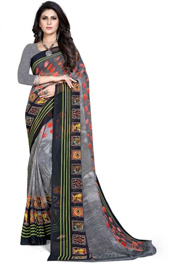 Georgette Printed Saree In Multicolour - SR4840302