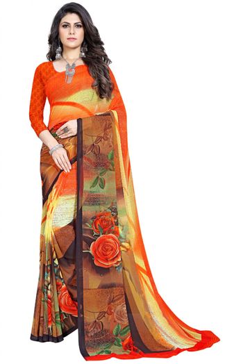 Georgette Printed Saree In Multicolour - SR4840307